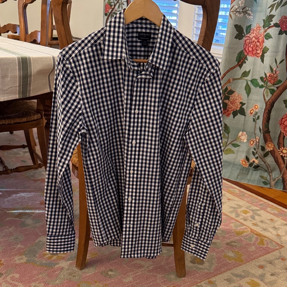 Crewcuts Thompson Boys Navy and White Gingham Shirt